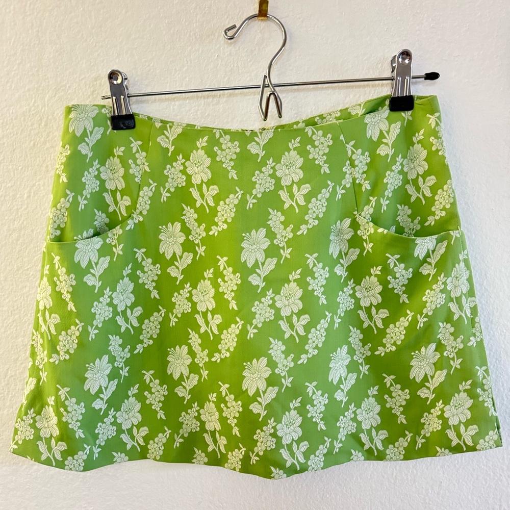 Chloé- Gazon France  Green Floral Mini Skirt 4